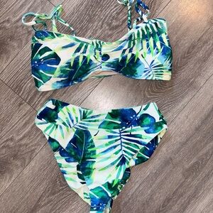 Salty Honey Tropical Leaf Print Bikini Set medium